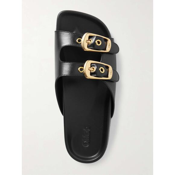 Chloe Polly Slip On Buckle Sandals in Black 38 - Picture 3 of 6